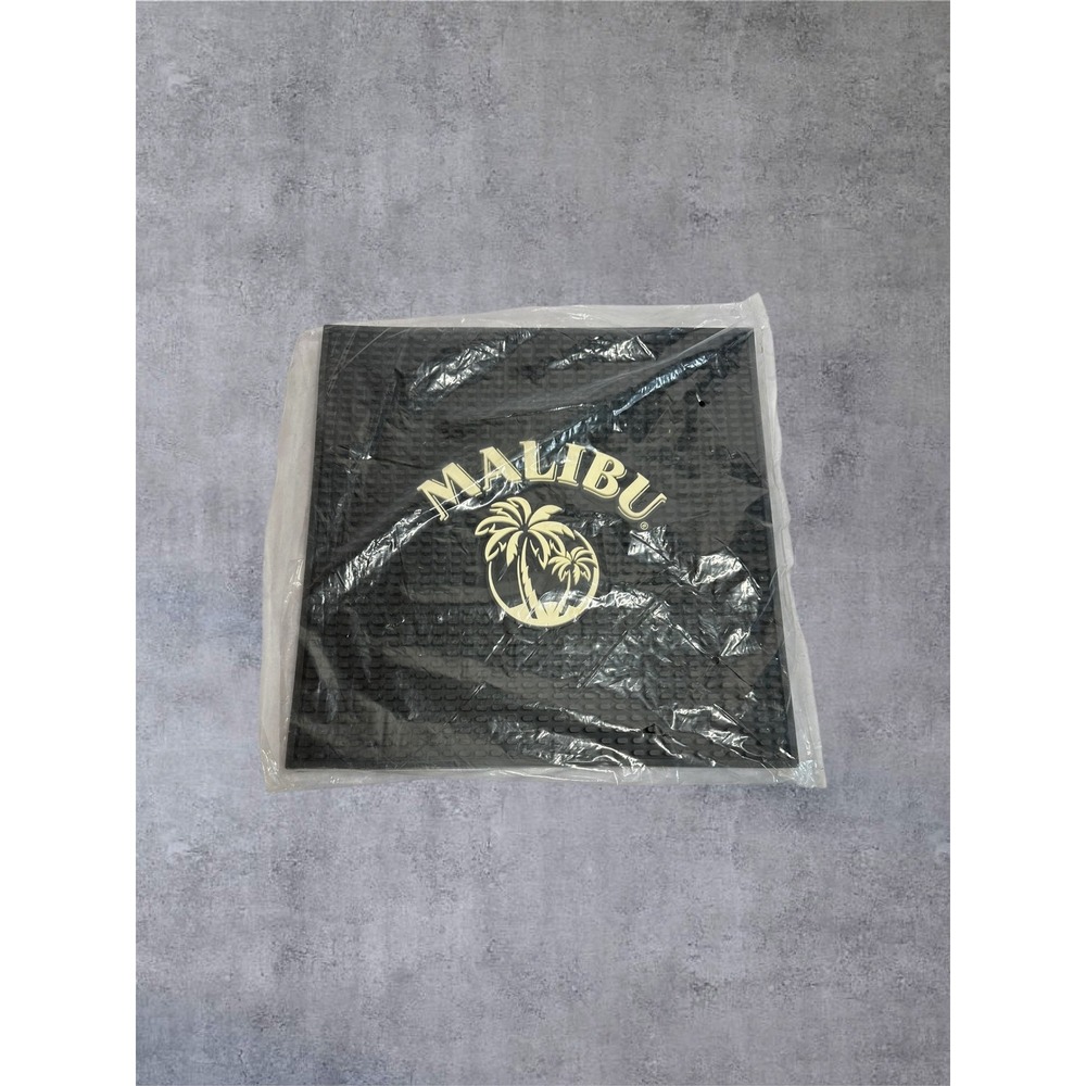Malibu Rum Bar Mat 14x14 Black NEW Rubber Square Spill‎ Service Mat Logo